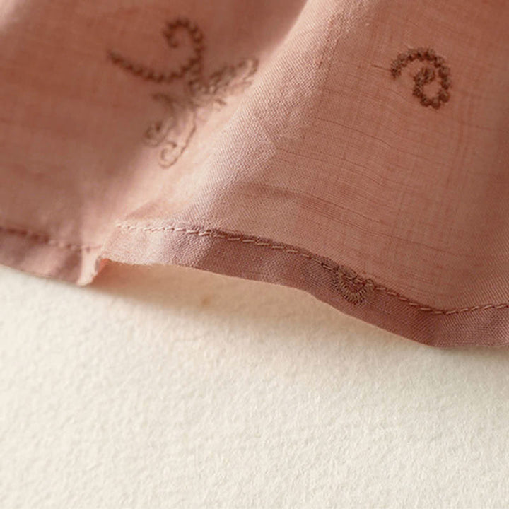 Buddha Stones Camicia da donna a maniche corte con bottoni e ricami floreali in stile retrò. - image 11