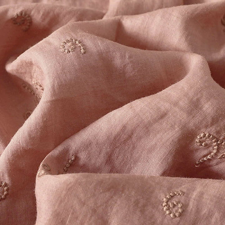 Buddha Stones Camicia da donna a maniche corte con bottoni e ricami floreali in stile retrò. - image 10