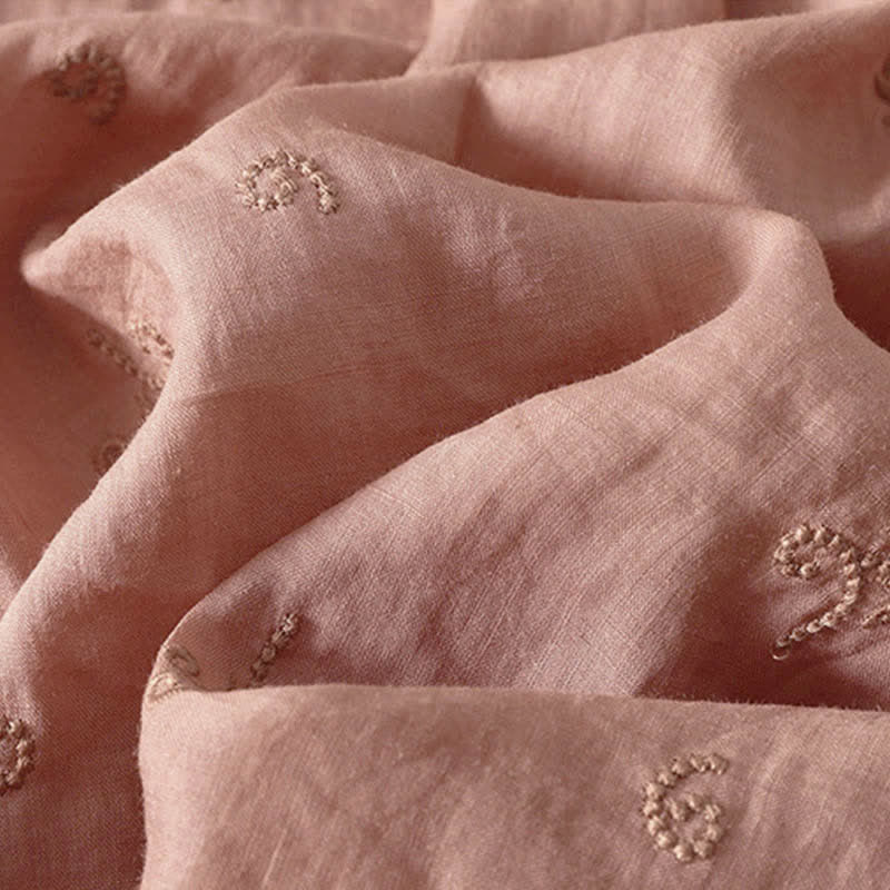 Buddha Stones Camicia da donna a maniche corte con bottoni e ricami floreali in stile retrò. - image 10