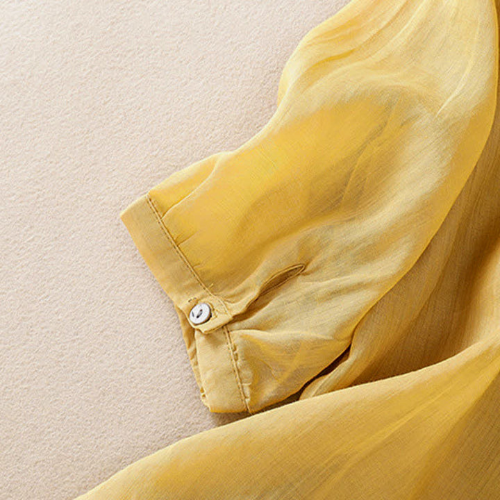 Buddha Stones Camicia da donna a maniche corte con scollo rotondo e ricamo floreale in stile retrò. - image 20