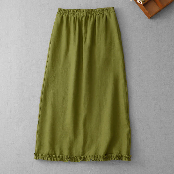 Buddha Stones Gonna capri da donna con elastico in vita e orlo plissettato, lunghezza da viaggio, foderata e con tasche. - Verde oliva - US8-10, UK/AU12-14, EU40-42 (2XL) - image 0