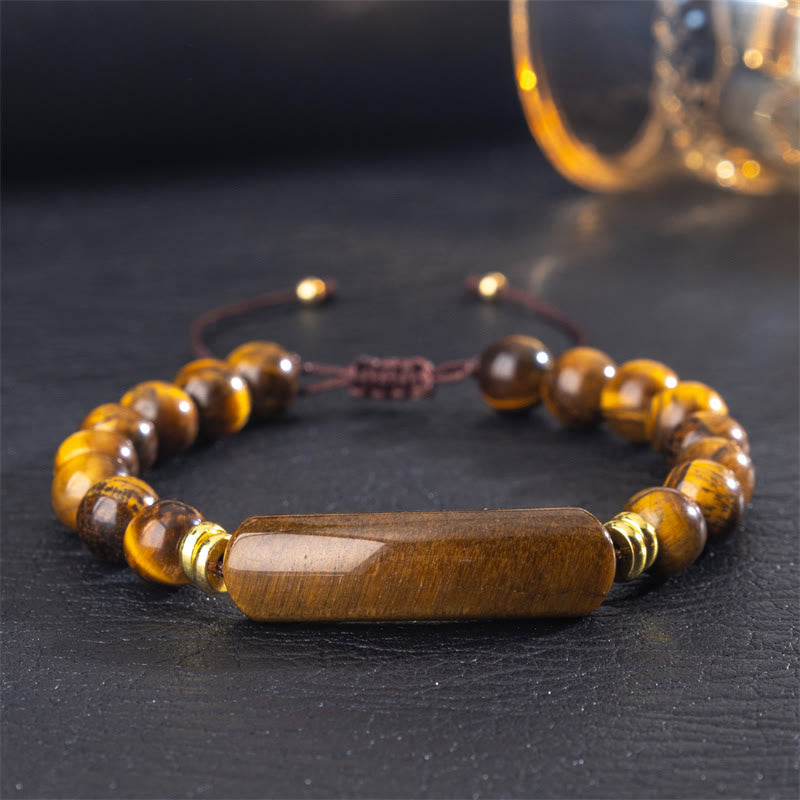 Buddha Stones Bracciale per la trasformazione positiva con ametista, avventurina verde, occhio di tigre e quarzo fragola - Occhio di tigre (circonferenza del polso 14-18 cm) - image 7