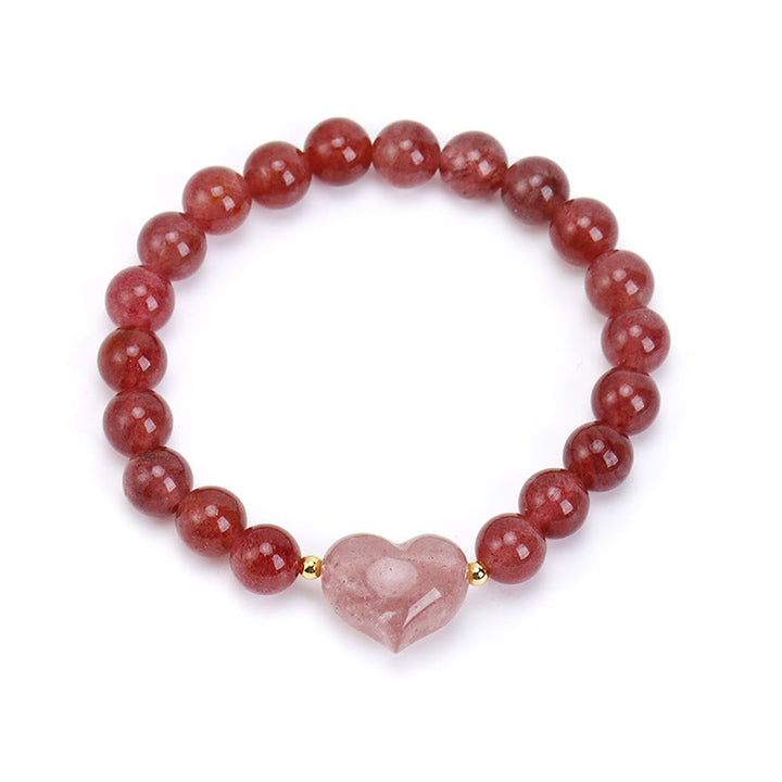 Buddha Stones Bracciale spirituale a forma di cuore con ametista naturale, avventurina verde, occhio di tigre e quarzo fragola. - Quarzo fragola (circonferenza del polso 14-16 cm) - image 25