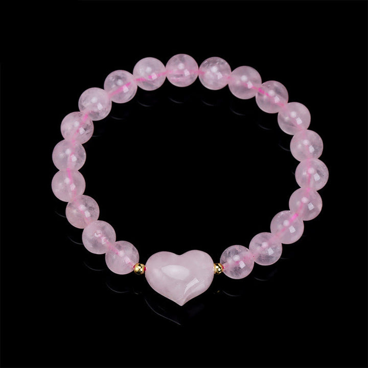 Buddha Stones Bracciale spirituale a forma di cuore con ametista naturale, avventurina verde, occhio di tigre e quarzo fragola. - image 2