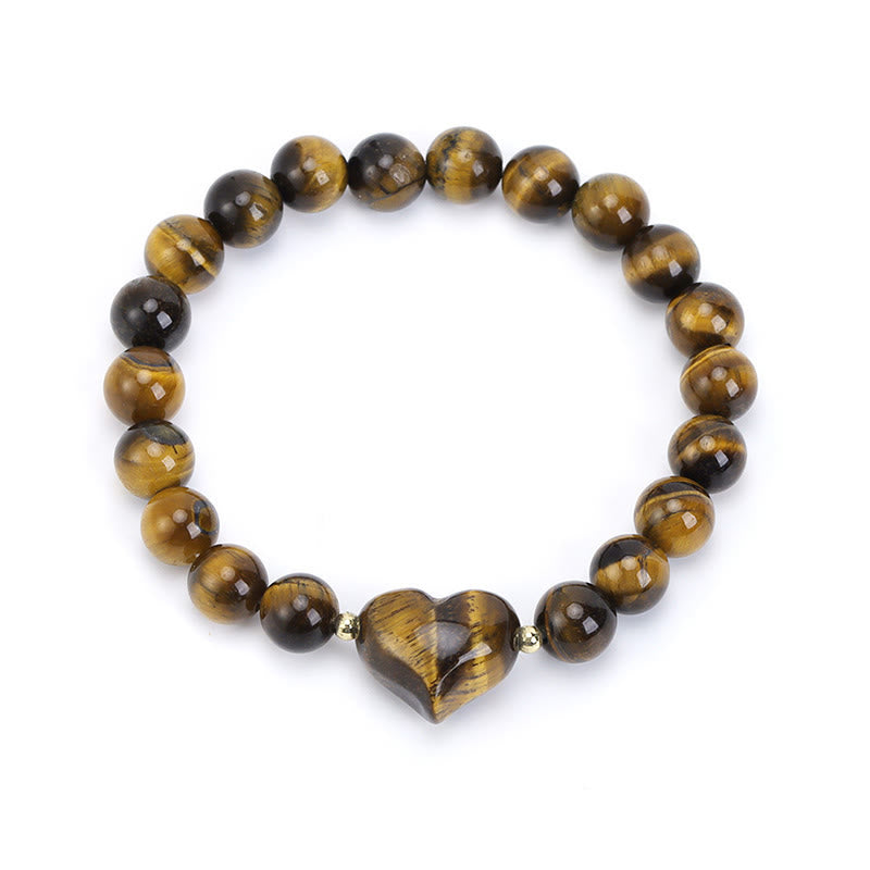 Buddha Stones Bracciale spirituale a forma di cuore con ametista naturale, avventurina verde, occhio di tigre e quarzo fragola. - Occhio di tigre (circonferenza del polso 14-16 cm) - image 31