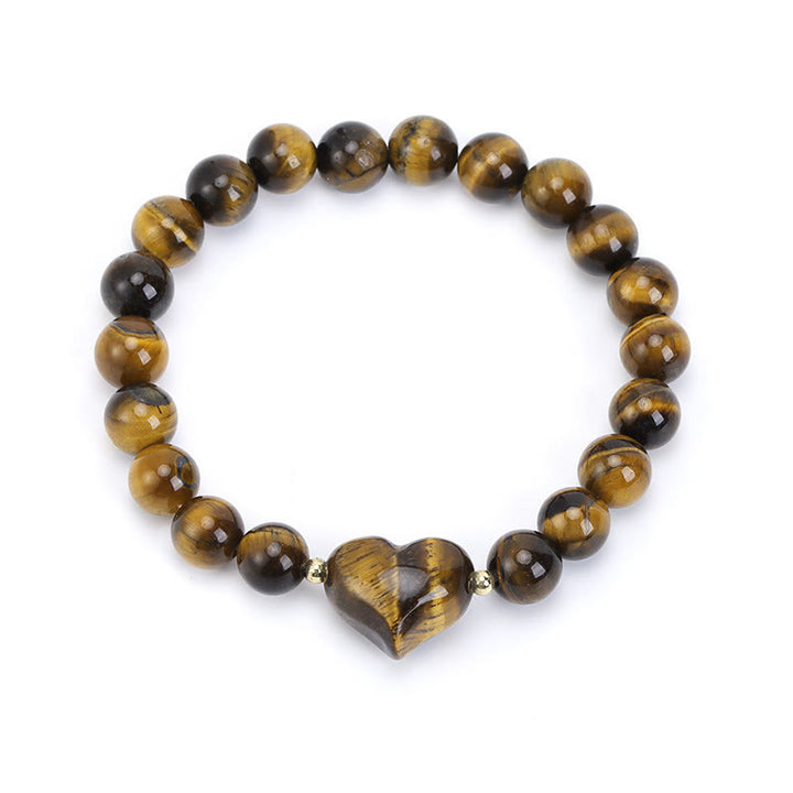 Buddha Stones Bracciale spirituale a forma di cuore con ametista naturale, avventurina verde, occhio di tigre e quarzo fragola. - Occhio di tigre (circonferenza del polso 14-16 cm) - image 31