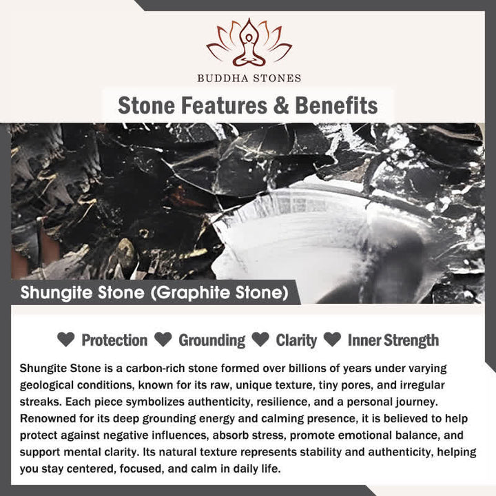Collana con ciondolo in pietra di shungite autentica, forma geometrica rotonda, forza interiore, Buddha Stones - image 5