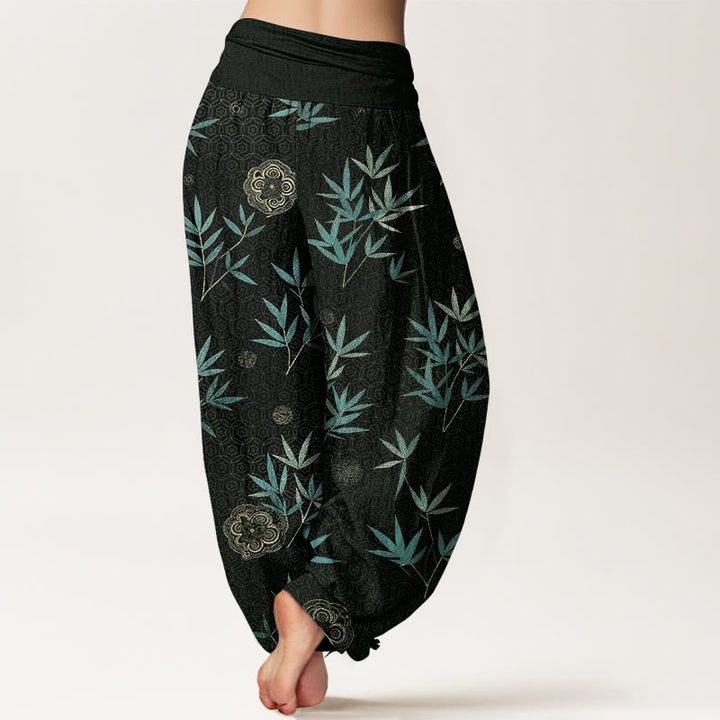 Buddha Stones Pantaloni harem da donna in cotone, bambù e bambù con motivo floreale geometrico e vita elasticizzata. - image 6