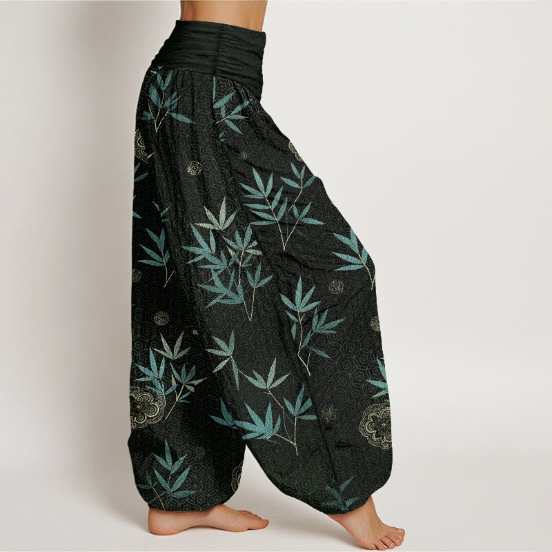 Buddha Stones Pantaloni harem da donna in cotone, bambù e bambù con motivo floreale geometrico e vita elasticizzata. - image 7