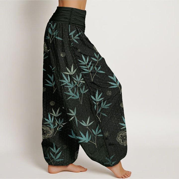 Buddha Stones Pantaloni harem da donna in cotone, bambù e bambù con motivo floreale geometrico e vita elasticizzata. - image 7