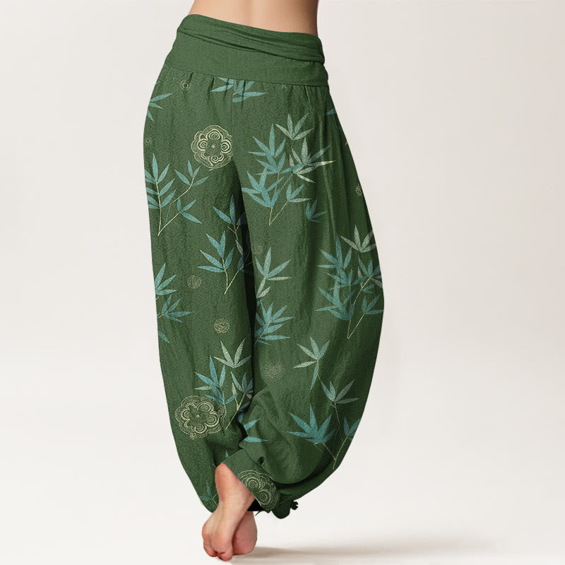 Buddha Stones Pantaloni harem da donna in cotone, bambù e bambù con motivo floreale geometrico e vita elasticizzata. - image 1
