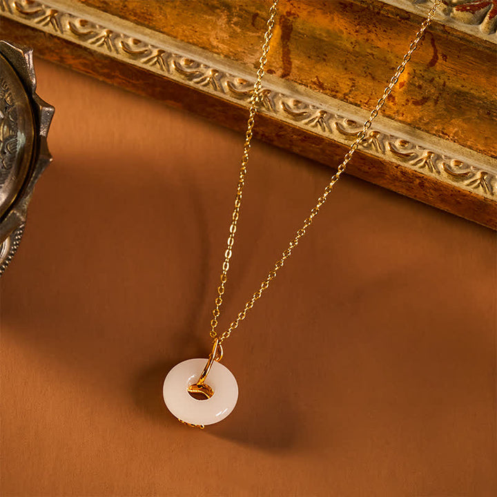Buddha Stones Collana con ciondolo a forma di peonia in argento sterling 925 con fibbia della pace e giada bianca Hetian, portafortuna. - image 8