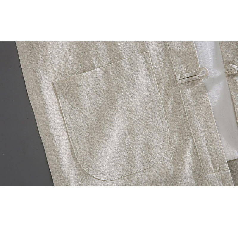 Abito Tang vintage con bottoni a rana cinesi e tasche, modello vintage con Buddha Stones. - image 1