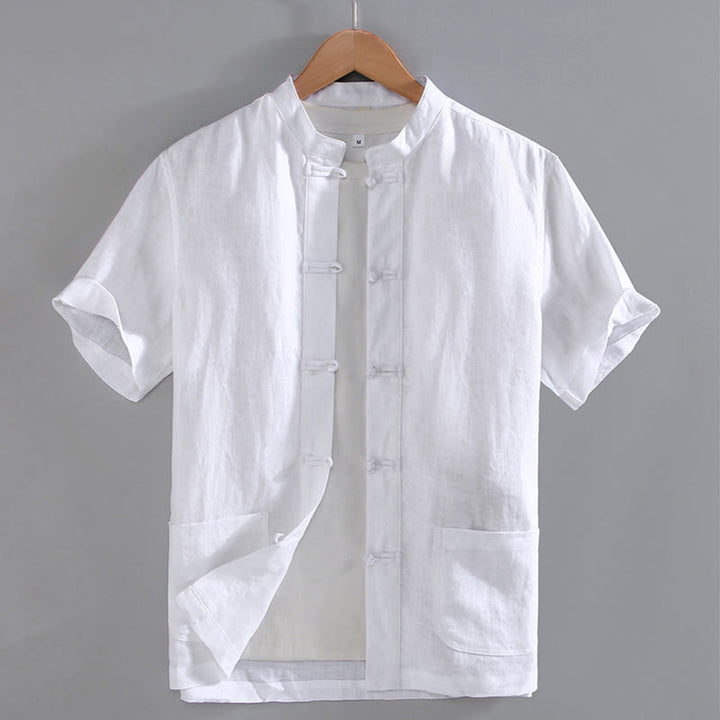 Abito Tang vintage con bottoni a rana cinesi e tasche, modello vintage con Buddha Stones. - Bianco - US/UK/AU46, EU56 (5XL) - image 7