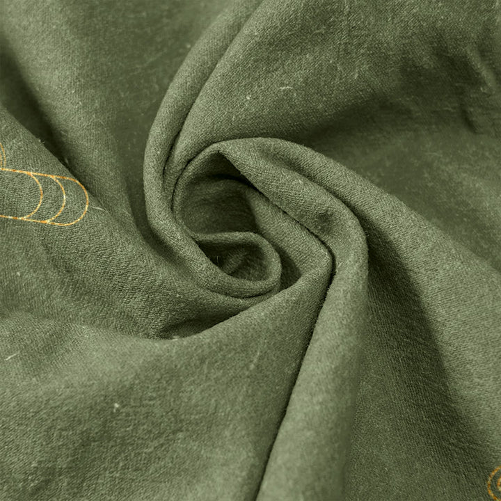 Buddha Stones Pantaloni da donna in puro cotone con elastico in vita e tasche, fantasia a onde con pesci koi. - image 3