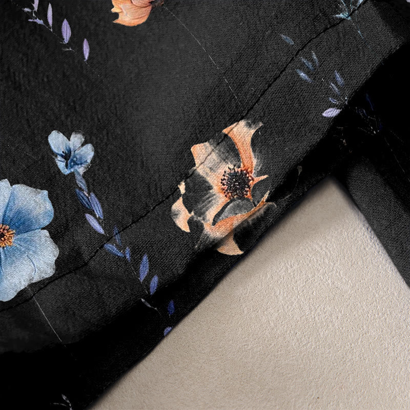 Buddha Stones Pantaloni da donna in puro cotone con elastico in vita e tasche, fantasia a fiori di pesco. - image 10