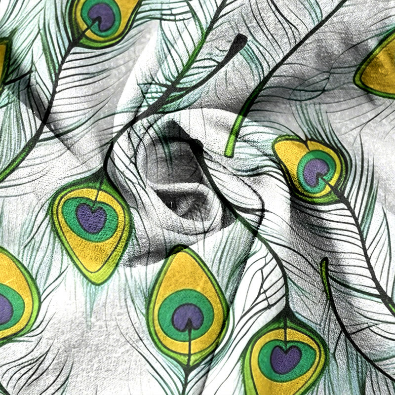 Buddha Stones Pantaloni da donna in puro cotone con elastico in vita e tasche, fantasia pavone e cuori. - image 8