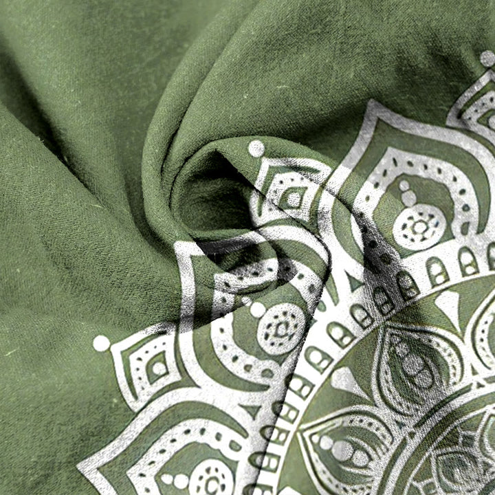 Buddha Stones Pantaloni da donna in puro cotone con elastico in vita e tasche, fantasia mandala. - image 8