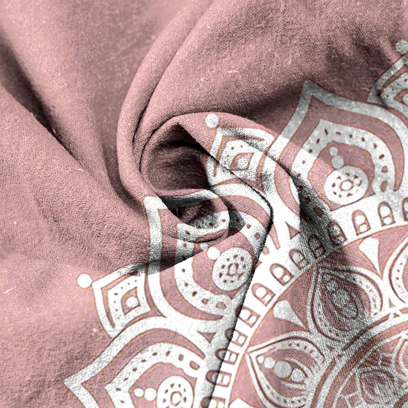 Buddha Stones Pantaloni da donna in puro cotone con elastico in vita e tasche, fantasia mandala. - image 2