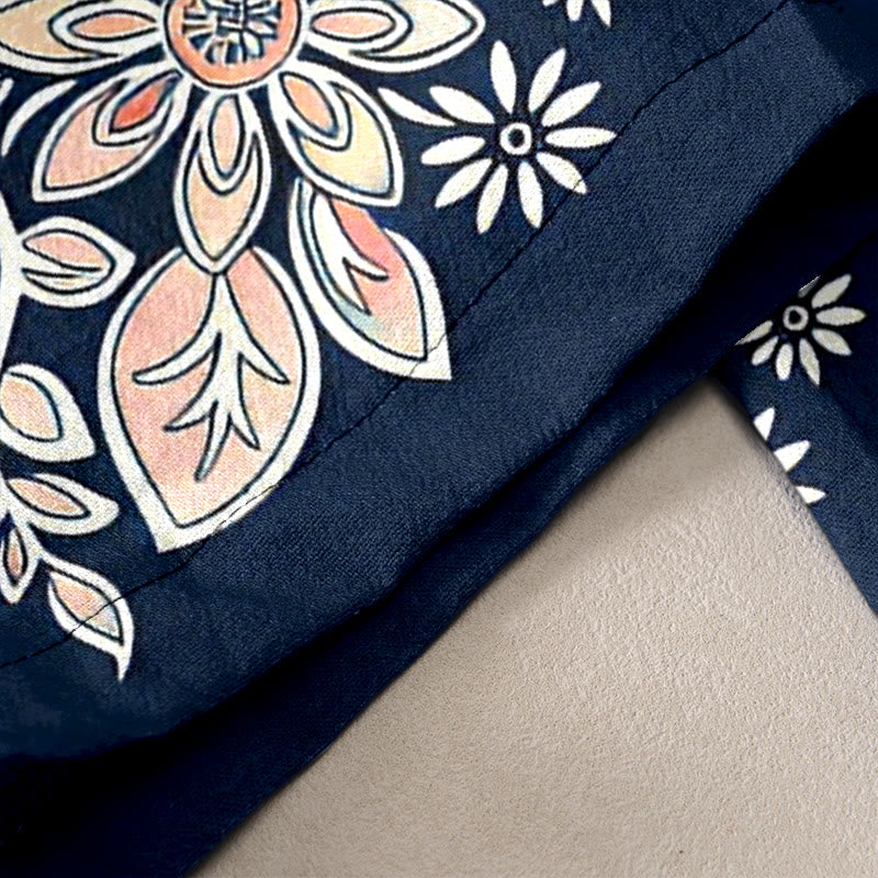 Buddha Stones Pantaloni da donna in puro cotone con elastico in vita e motivo paisley a loto, con tasche. - image 2