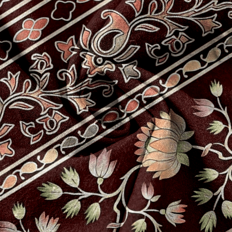 Buddha Stones Pantaloni da donna in puro cotone con elastico in vita e motivo paisley a loto, con tasche. - image 7