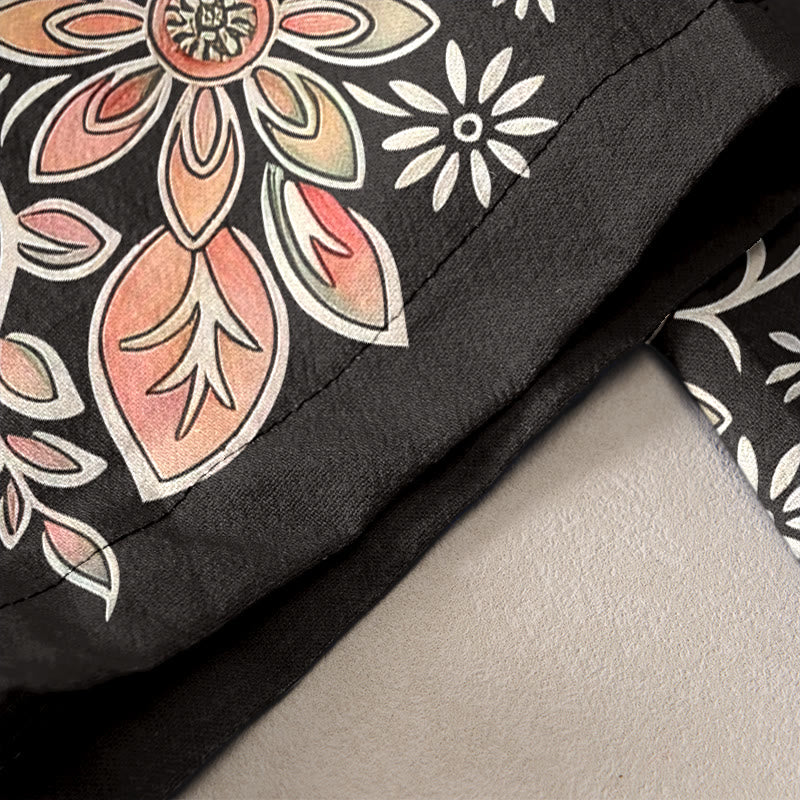 Buddha Stones Pantaloni da donna in puro cotone con elastico in vita e motivo paisley a loto, con tasche. - image 10