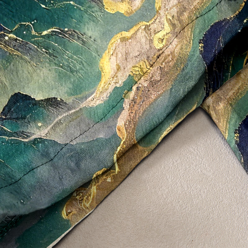 Buddha Stones Pantaloni da donna in puro cotone con elastico in vita e tasche, fantasia gru, nuvole e montagne. - image 6