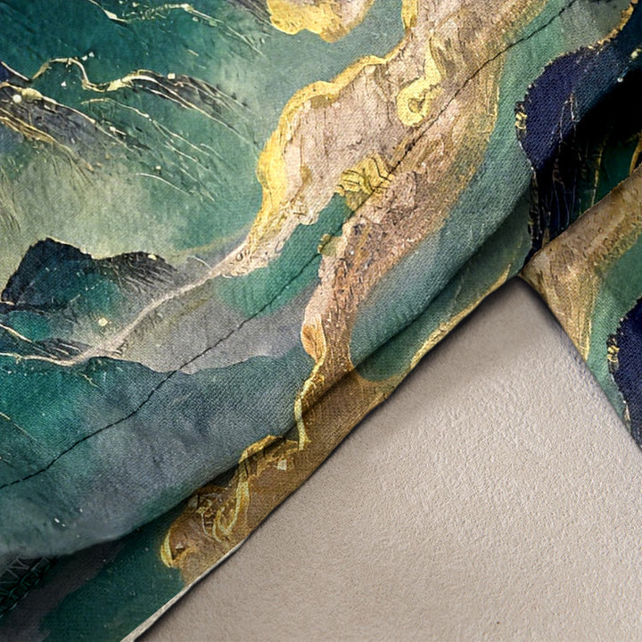 Buddha Stones Pantaloni da donna in puro cotone con elastico in vita e tasche, fantasia gru, nuvole e montagne. - image 6