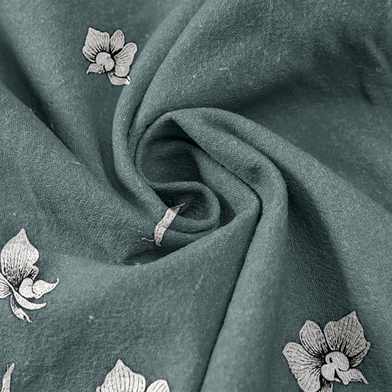 Buddha Stones Pantaloni da donna in puro cotone con elastico in vita e tasche, fantasia a petali di fiori. - image 3