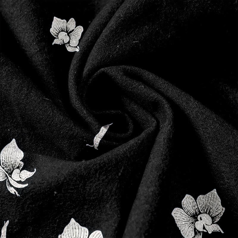 Buddha Stones Pantaloni da donna in puro cotone con elastico in vita e tasche, fantasia a petali di fiori. - image 11
