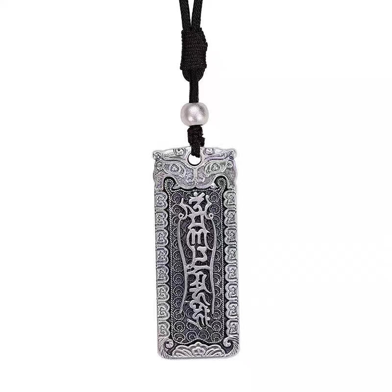 Buddha Stones Ciondolo collana di saggezza corda Namo Amitabha Om Mani Padme Hum in rame - image 3