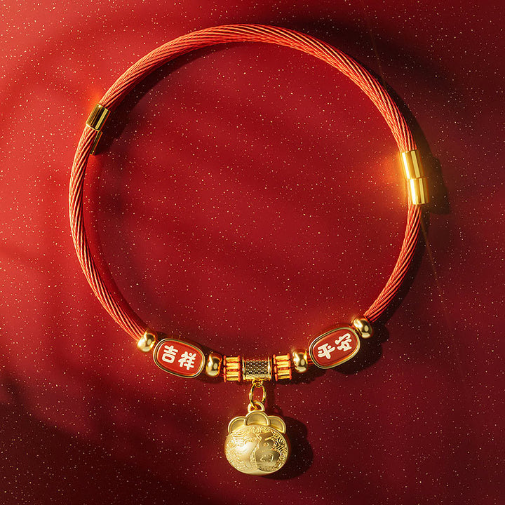 Buddha Stones Collare regolabile per cani e gatti con perline rosse e scritta "Fu Character Luck". - Borsa fortunata - 25-50 cm - image 11