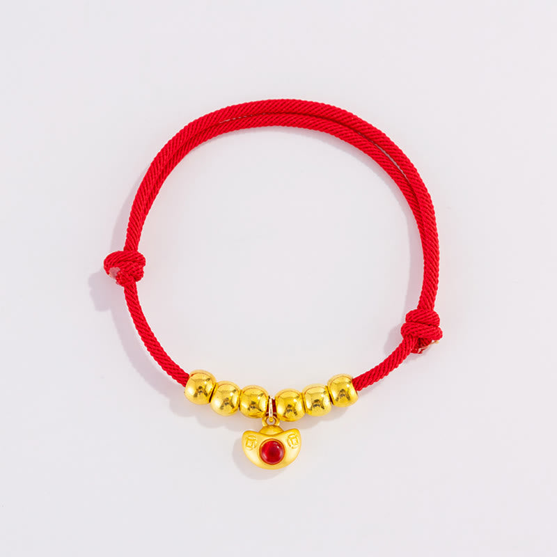 Buddha Stones Collare regolabile per cani e gatti con perline rosse e scritta Yuanbao Fu, simbolo di protezione per animali domestici. - image 2