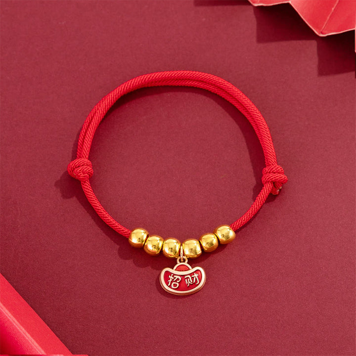Buddha Stones Collare regolabile per cani e gatti con perline rosse e scritta Yuanbao Fu, simbolo di protezione per animali domestici. - image 3