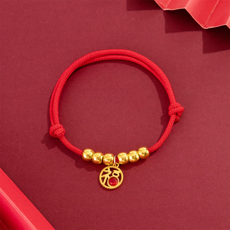Buddha Stones Collare regolabile per cani e gatti con perline rosse e scritta Yuanbao Fu, simbolo di protezione per animali domestici. - Personaggio Fu - 20-33 cm - image 9