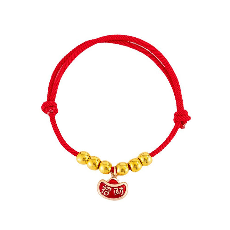Buddha Stones Collare regolabile per cani e gatti con perline rosse e scritta Yuanbao Fu, simbolo di protezione per animali domestici. - image 4