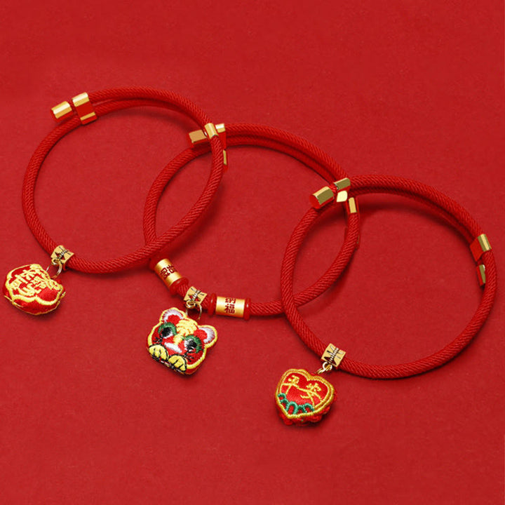 Buddha Stones Collare regolabile per cani e gatti con ricamo a treccia rossa e personaggio Tiger Fu, protezione per animali domestici. - image 16