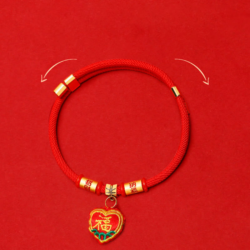 Buddha Stones Collare regolabile per cani e gatti con ricamo a treccia rossa e personaggio Tiger Fu, protezione per animali domestici. - image 15