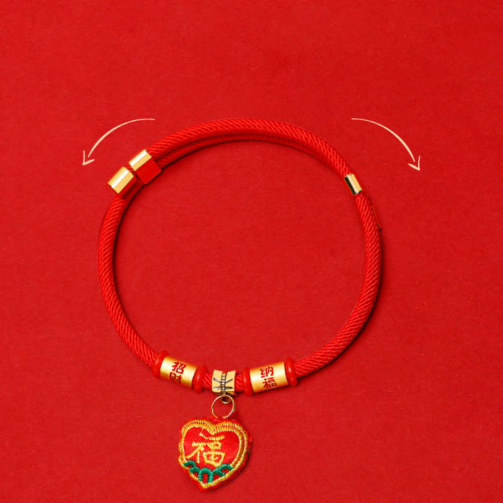 Buddha Stones Collare regolabile per cani e gatti con ricamo a treccia rossa e personaggio Tiger Fu, protezione per animali domestici. - image 15