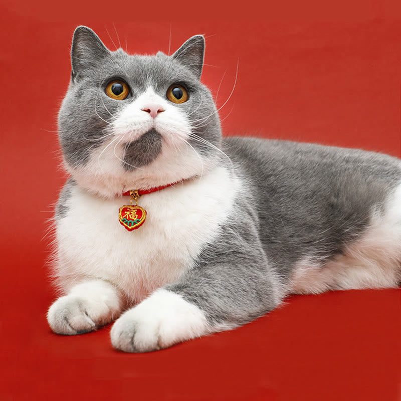 Buddha Stones Collare regolabile per cani e gatti con ricamo a treccia rossa e personaggio Tiger Fu, protezione per animali domestici. - image 13