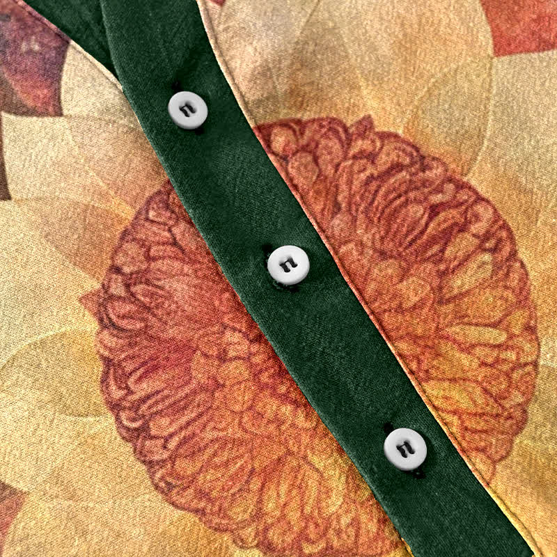 Buddha Stones Camicia da uomo a maniche corte con mezzo bottone, in cotone, con motivo a loto in meditazione. - image 3