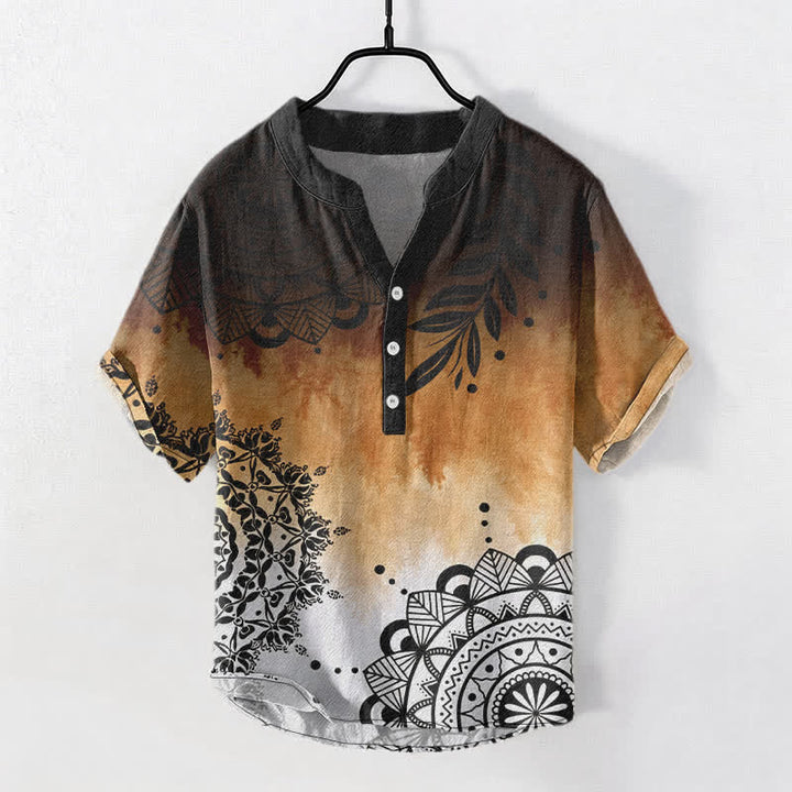 Buddha Stones Camicia da uomo a maniche corte con mezza abbottonatura e motivo mandala in cotone. - Perù - US/UK/AU50, EU60 (5XL) - image 7