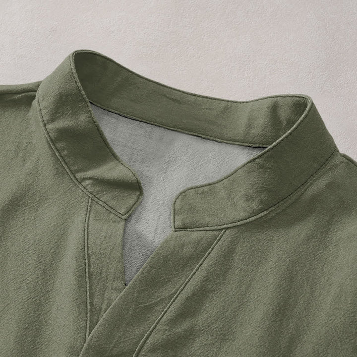 Buddha Stones Camicia da uomo a maniche corte con mezza abbottonatura e motivo a nuvole in cotone. - image 2