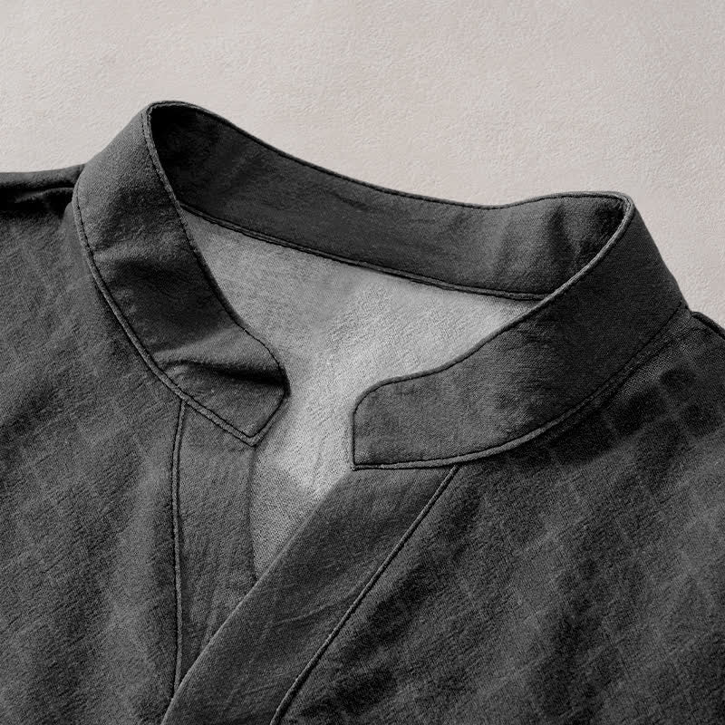 Buddha Stones Camicia da uomo a maniche corte con mezzo bottone Cotton Dragon - image 2