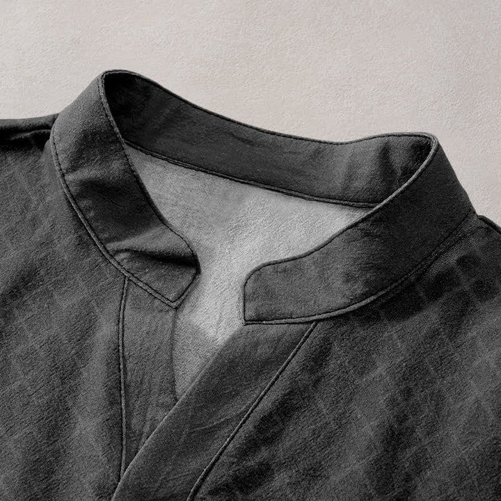 Buddha Stones Camicia da uomo a maniche corte con mezzo bottone Cotton Dragon - image 2