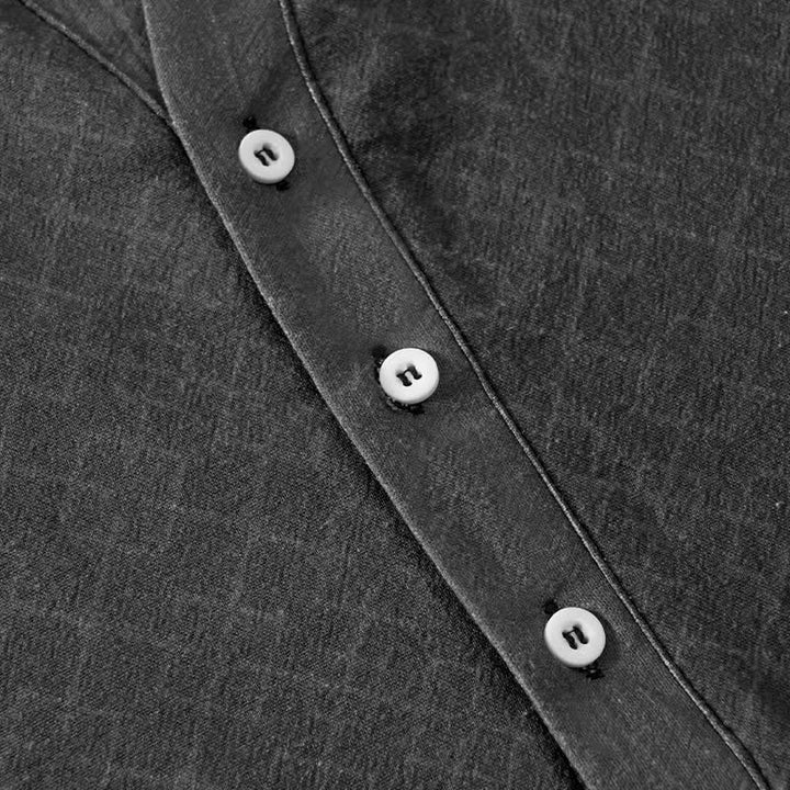 Buddha Stones Camicia da uomo a maniche corte con mezzo bottone Cotton Dragon - image 3