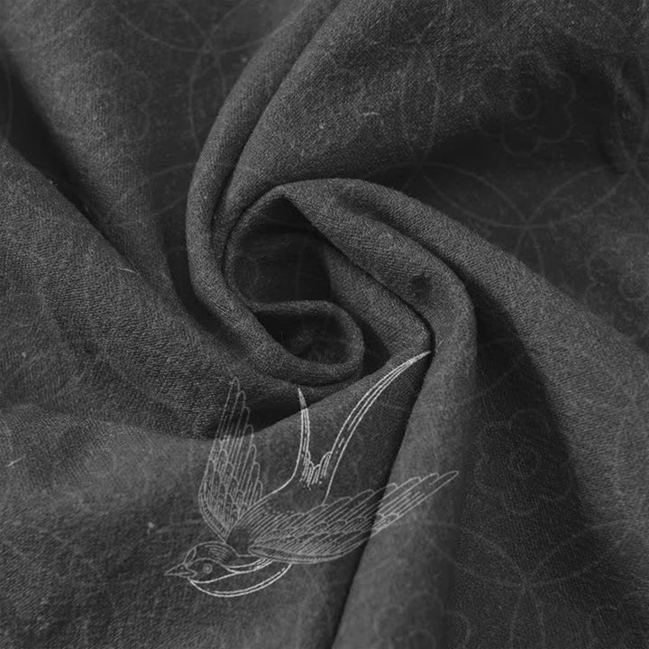 Buddha Stones Camicia a maniche corte da uomo con farfalla di loto e rondine - image 4