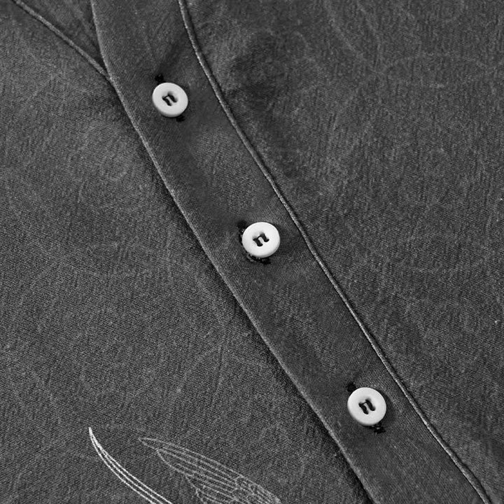 Buddha Stones Camicia a maniche corte da uomo con farfalla di loto e rondine - image 3