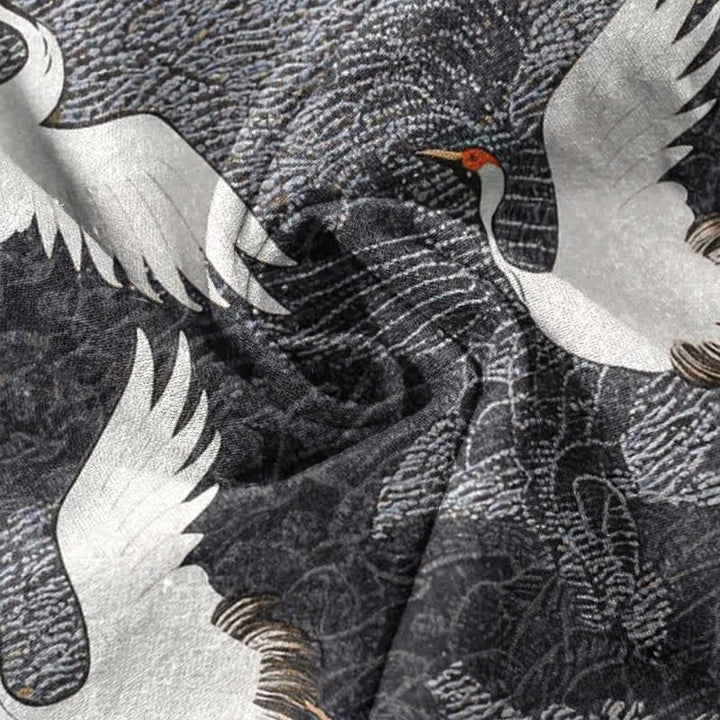 Buddha Stones Camicia da uomo a maniche corte Crane, ideale per il tempo libero e il resort. - image 4