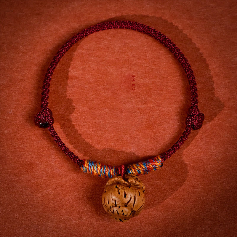 Buddha Stones Collare per cani e gatti con cordino intrecciato rosso pesca, regolabile e resistente. - Rosso scuro - 50-65 cm - image 16